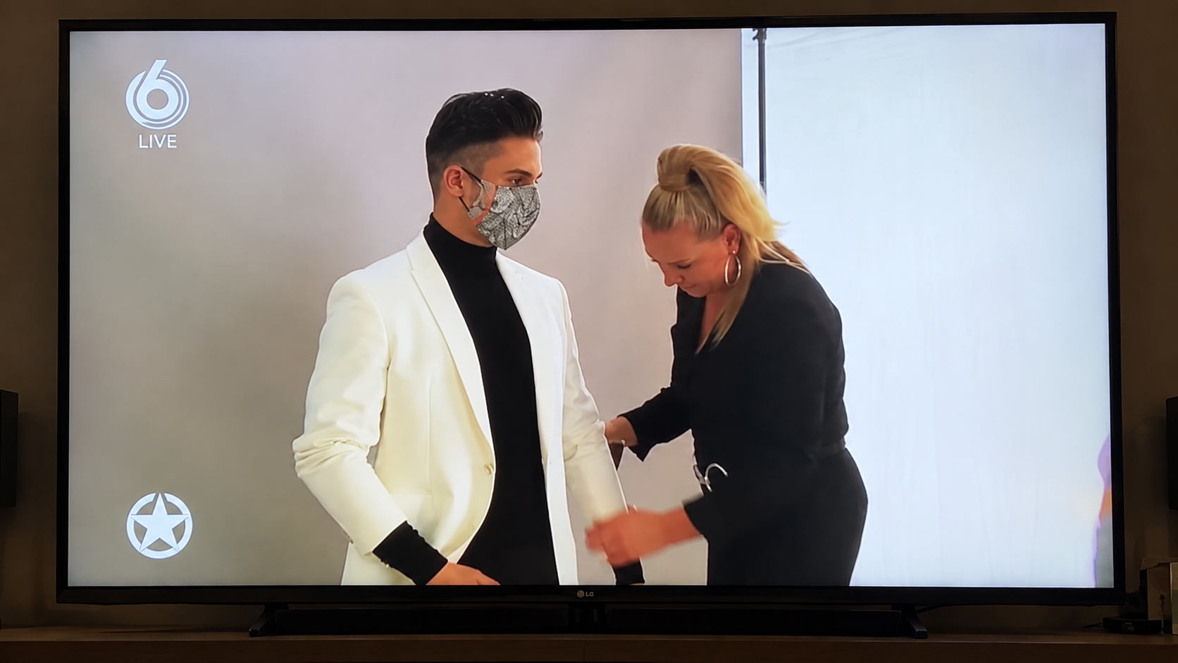 Rico Mallee and Monique Collignon discussing a collaboration with her internationally renowned brand on SBS6 Live